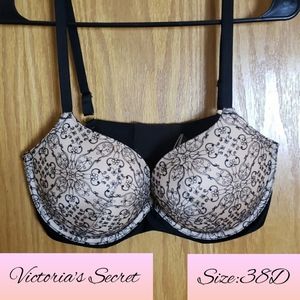 Victoria's Secret Women Cream/Black Pushup Bra